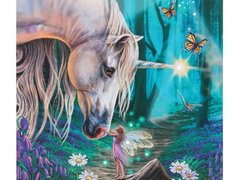 Tablou canvas cu led unicorn si zana Fairy Whispers - Lisa Parker, 30x30cm