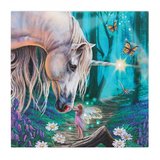 Tablou canvas cu led unicorn si zana Fairy Whispers - Lisa Parker, 30x30cm